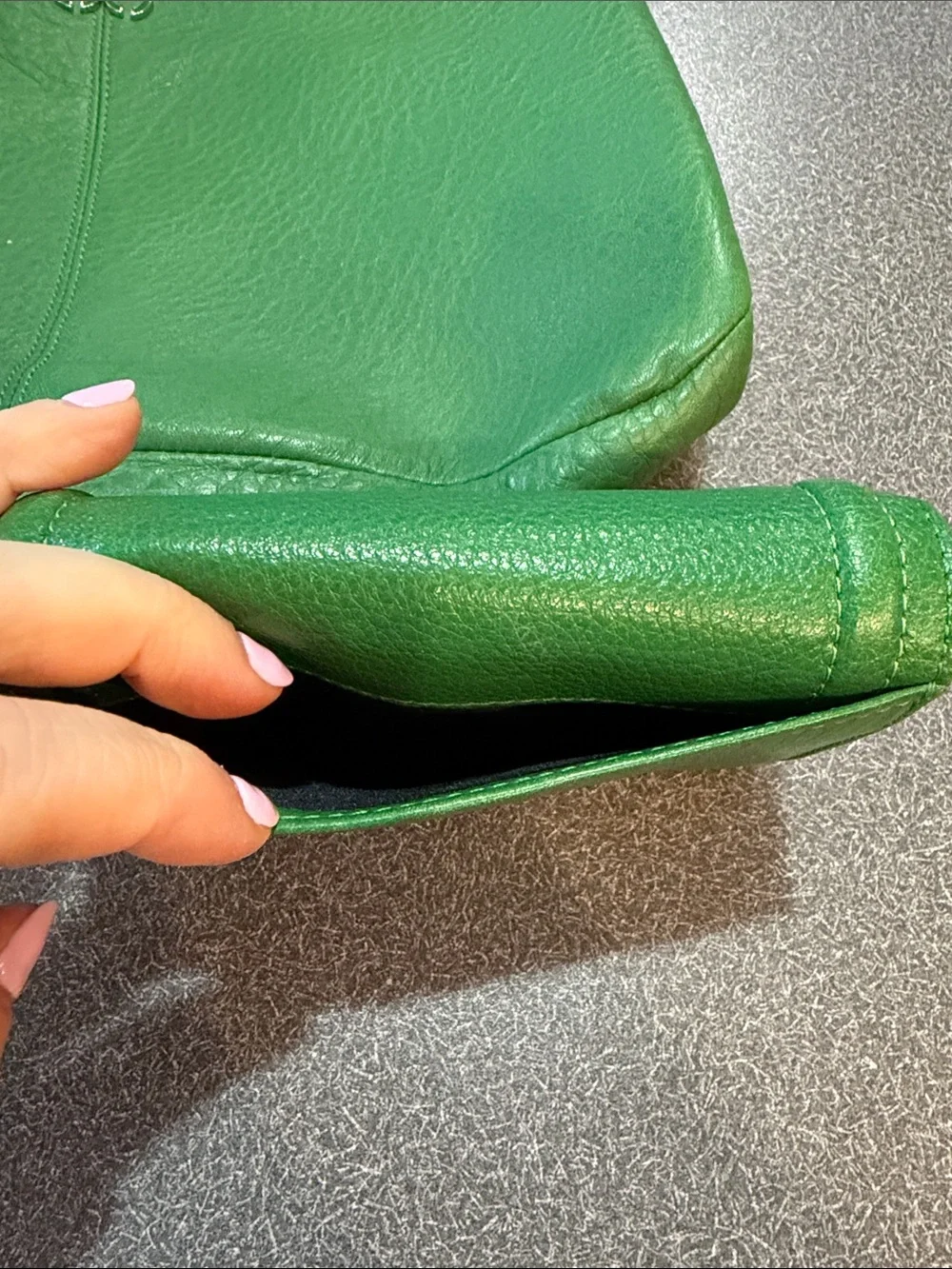 Coach Green Pebbled Leather Shoulder Hobo with matching wallet